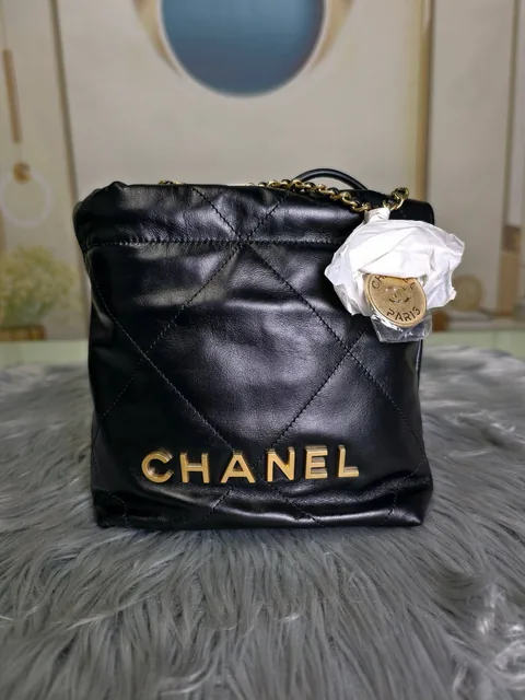 香奈儿 22Bag 24A · 黑金亮面牛皮 迷你 细节图2